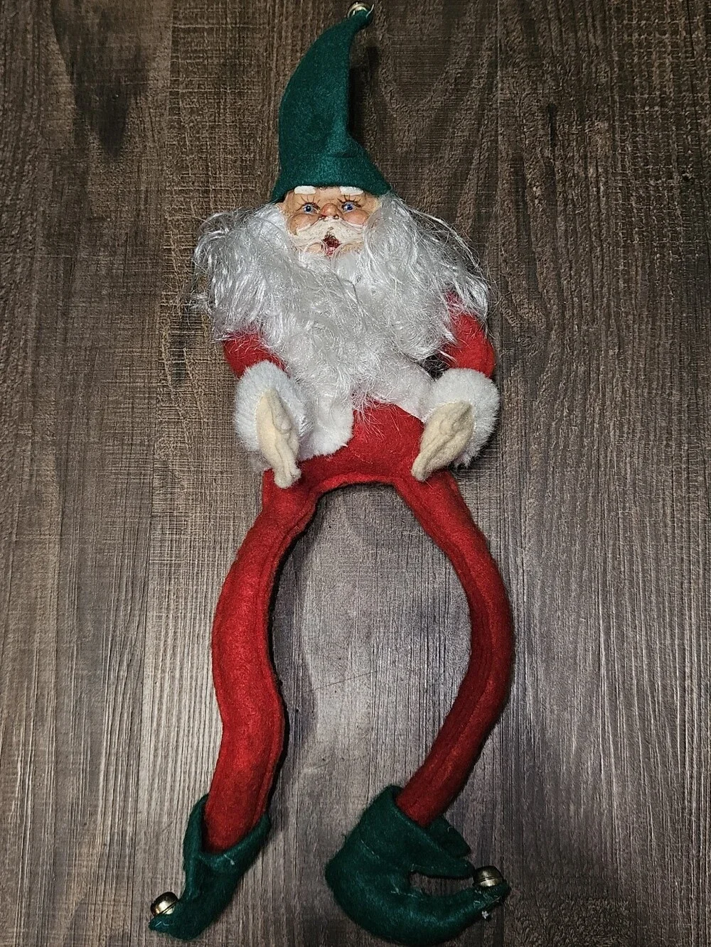 Vintage Santa Elf On The Shelf Father Christmas Bendable Shelf Sitter